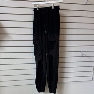 Women’s Distressed Black Cargo Sweatpants